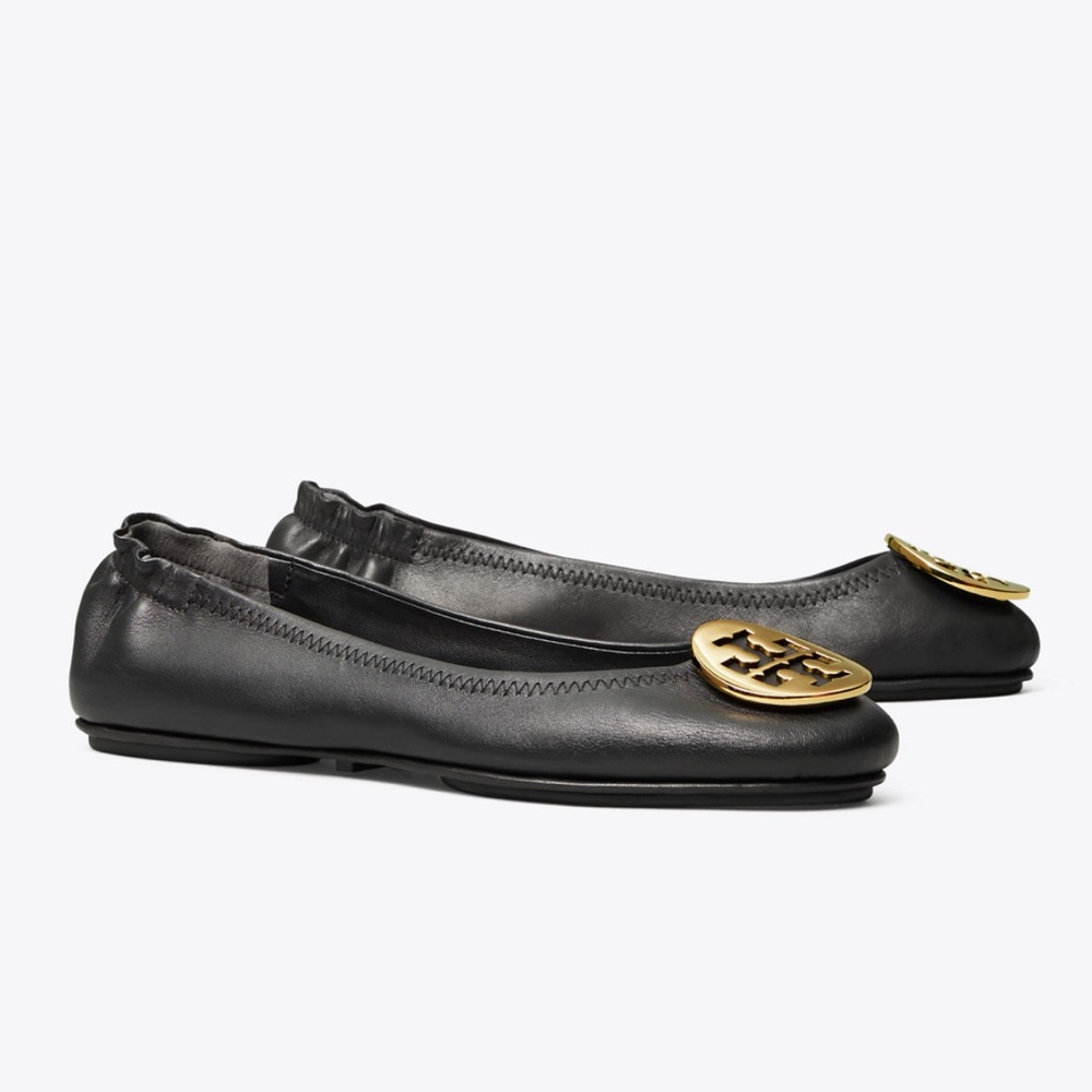 Tory Burch Minnie travel ballet flat black & gold